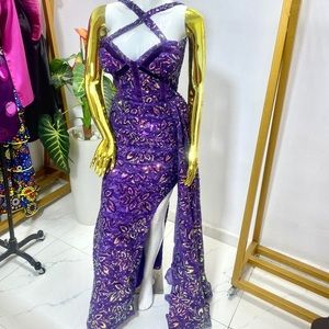 COPY - aso ebi dress purple Nigerian dress